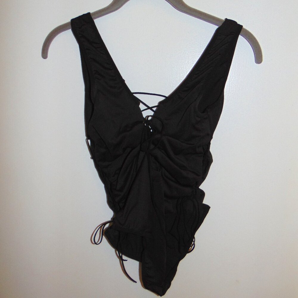 Bodysuit Tank Top Lace Up 4 Sides Intricate Twee Capsule Wardrobe Goth Boho M